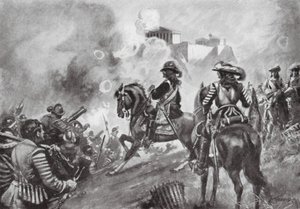 Francesco Morosini bombarderar Parthenon av Thomas Hutchison Peddie