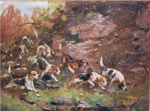 Through the Undergrowth, illustration från "Hounds"