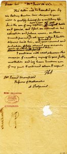 Letter of Thomas Jefferson (initials only), Monticello, to Jared Mansfield, professor of mathematics at West Point, June 10, 1823