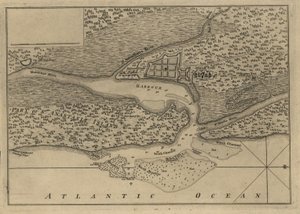 (Plan över staden och hamnen i St. Augustine. LOC 75693262 av Thomas Jefferys