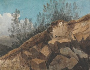 Study of Rocks, nära Pencerrig, Wales av Thomas Jones