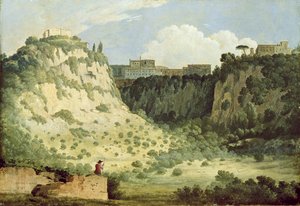 Utsikt över Dianatemplet, Nemi, med en herde i förgrunden, 1785
