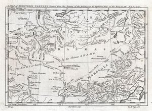 En karta över västra Tartariet ritad efter jesuiternas kartläggning och Mr Kyrillows karta över det ryska imperiet.