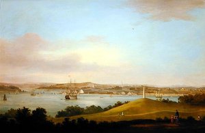 Utsikt över Tamars mynning, Plymouth (olja på panel) av Thomas L. Hornbrook