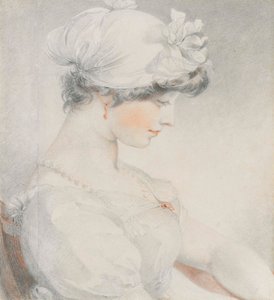Porträtt av Julia Angerstein, halvlångt, i profil till höger (penna, svart & röd krita, med stump) av Thomas Lawrence