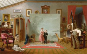 Interiör med porträtt, ca. 1865.