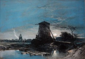 Ett månbelyst holländskt landskap av Thomas Leeson the Elder Rowbotham
