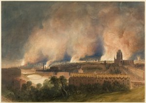 Bristol sett från Pile Hill, natten till den 30 oktober av Thomas Leeson the Elder Rowbotham