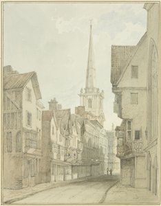 Broad Street (akvarell på papper) av Thomas Leeson the Elder Rowbotham