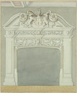 Skorstensstycke i lokalerna i anslutning till Guard House, Wine Street (akvarell på papper) av Thomas Leeson the Elder Rowbotham
