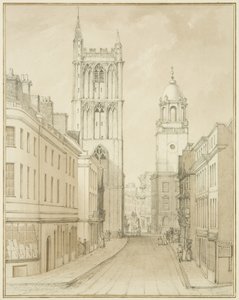 Corn Street (akvarell på papper) av Thomas Leeson the Elder Rowbotham