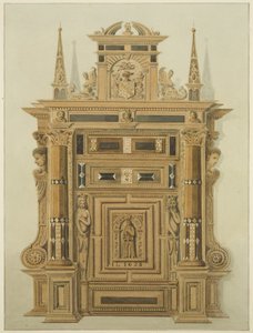 Dörröppning i Langton Mansion, på baksidan (akvarell på papper) av Thomas Leeson the Elder Rowbotham