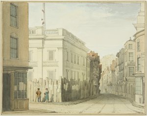 Tittar nerför Broad Street med New Council House (akvarell på papper) av Thomas Leeson the Elder Rowbotham