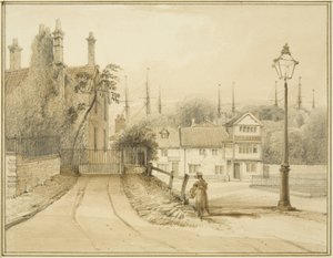 Lower College Green, eller College Square (akvarell på papper) av Thomas Leeson the Elder Rowbotham