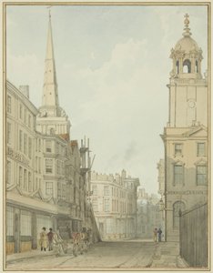 En del av Corn Street och Wine Street (akvarell på papper) av Thomas Leeson the Elder Rowbotham