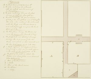 Plan av 46 Baldwin Street (penna och bläck på papper) av Thomas Leeson the Elder Rowbotham