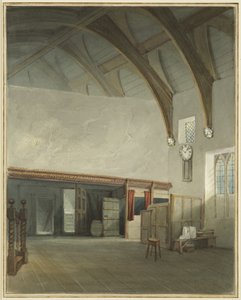 Rum i ett hus i Cider House Passage, utanför Broad Street (akvarell på papper) av Thomas Leeson the Elder Rowbotham