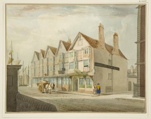 Södra sidan av King Street med Llandoger Trow av Thomas Leeson the Elder Rowbotham