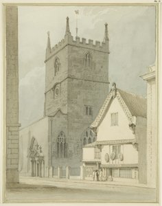 Peterskyrkan och prästgården på Petersgatan (penna och akvarell på papper) av Thomas Leeson the Elder Rowbotham