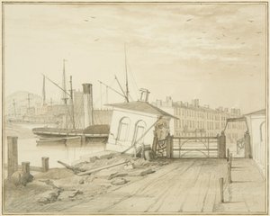 Nedsänkning av Toll House, på Prince Street Bridge, 1828 av Thomas Leeson the Elder Rowbotham