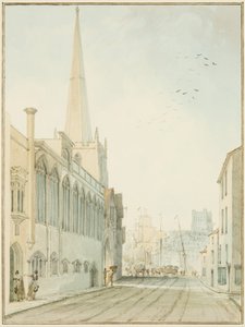 Kyrkan St John-on-the-Wall, med utsikt mot kajen (akvarell på papper) av Thomas Leeson the Elder Rowbotham