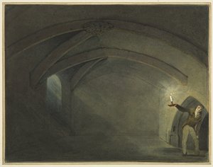 Den förmodade "kryptan av St Leonards kyrka" (akvarell på papper) av Thomas Leeson the Elder Rowbotham