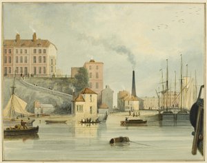 West End of Redcliffe Parade, som visar ingångsportarna till Bathurst Basin av Thomas Leeson the Elder Rowbotham