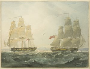 West Indiaman "Union" och "Ann" kommer upp Bristol Channel av Thomas Leeson the Elder Rowbotham