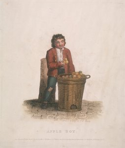 Äppelförsäljare med en stor fruktkorg, 1820