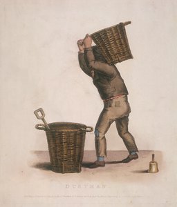 Dustman bär en korg med sopor på ryggen, 1820