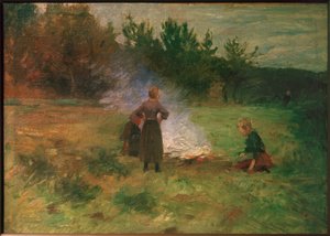Flickor runt lägerelden av Thomas Ludwig Herbst
