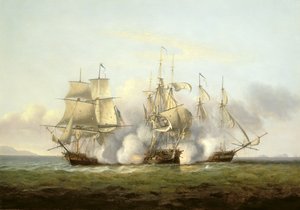HMS Gore i strid med de franska briggarna "Palinure" och "Pilade" (se även 197354)