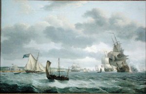 Men-of-War och andra fartyg i en bris utanför Dover av Thomas Luny
