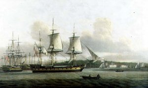 "Leda" i två positioner utanför Greenwich av Thomas Luny
