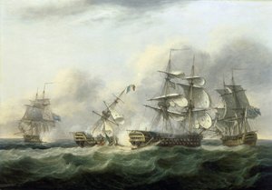 Kapningen av det franska fartyget "Guillaume Tell" den 31 mars av Thomas Luny