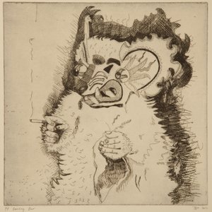 Dancing Bear, Printers proof före akvatint av Thomas MacGregor
