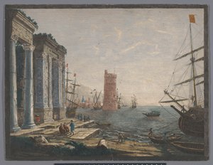 Utsikt över en hamn med fartyg och båtar på vattnet av Thomas Major