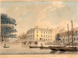 Queens College vid University of Cambridge, pub 1800.