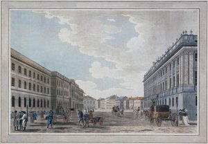 Utsikt över en Millionnaya Street och Marmorpalatset genom Marsfältet, 1790 av Thomas Malton the Elder