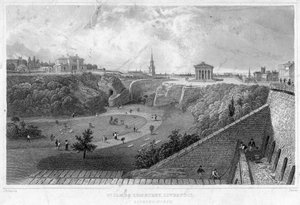 St James Cemetery, Liverpool, blickande norrut, 1800-talet. av Thomas Mann Baynes