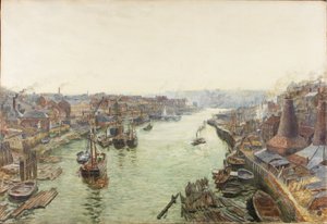Sunderland, Holmes Wharf (akvarell (förstärkt med vitt) och skrapning på papper)