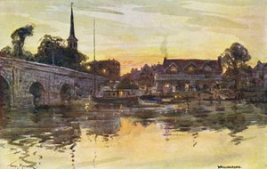 Floden Themsen: Wallingford (färglitografi) av Thomas Maybank