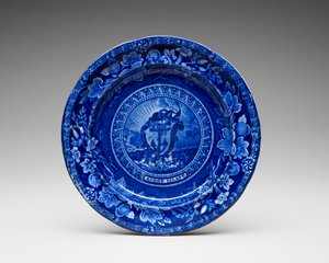 Tallrik, c. 1826-1835 (blyglaserat lergods med transfertryck) av Thomas Mayer