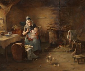 Interiör av en bondstuga (olja på duk) av Thomas McEwan