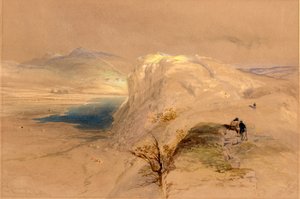 Craig Lough and Roman Wall, 1839 (penna, gouache och wc på papper) av Thomas Miles Richardson