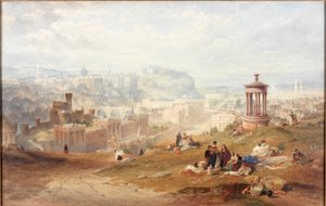 Edinburgh från Calton Hills (akvarell på papper)