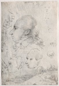 Studies of Heads verso, c. 1820-talet.