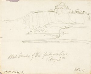 Yellowstone-regionens dåliga land av Thomas Moran