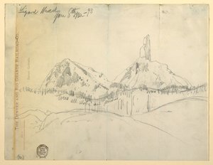 Ritning, ödlahuvud, Colorado av Thomas Moran