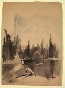 Teckning, Mirror Lake, Yosemite, 1872 av Thomas Moran